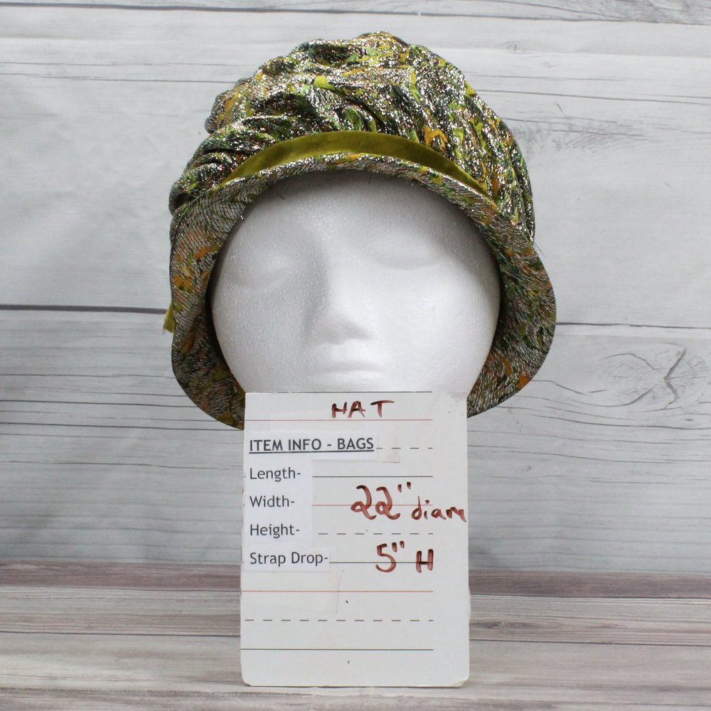 Vintage! Union Made U.S.A. Green Gold Studded Hat - Picture 11 of 11